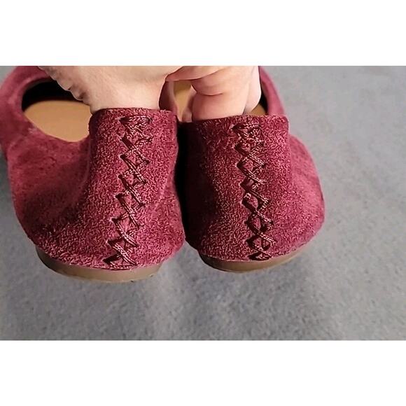 Lucky Brand Echo 3 Burgundy Leather Ballet Flats 👠 Women’s Size 8 - Picture 7 of 7